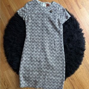 Tory Burch Gray Chevron Midi Dress
